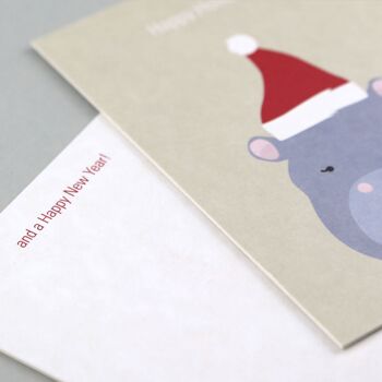 Carte postale hippopotame Gitte en carton pâte de bois 3