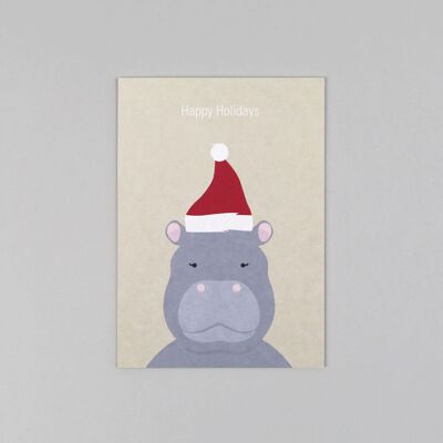 Gitte hippopotamus postcard made of wood pulp cardboard