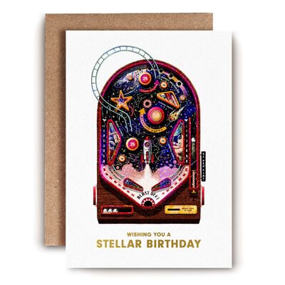 Space Pinball Birthday Card