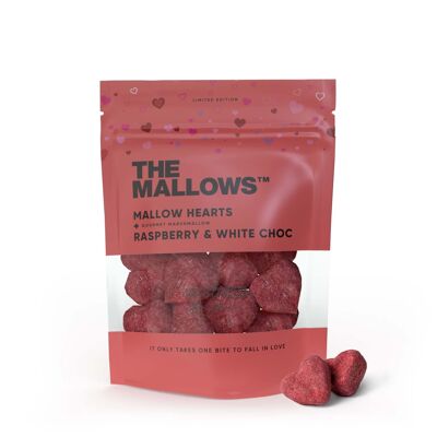 Mallow Hearts - Raspberry + White Choc 90g