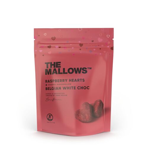 MALLOW HEARTS – MARSHMALLOWS WITH WHITE CHOCOLATE & RASPBERRY 90g