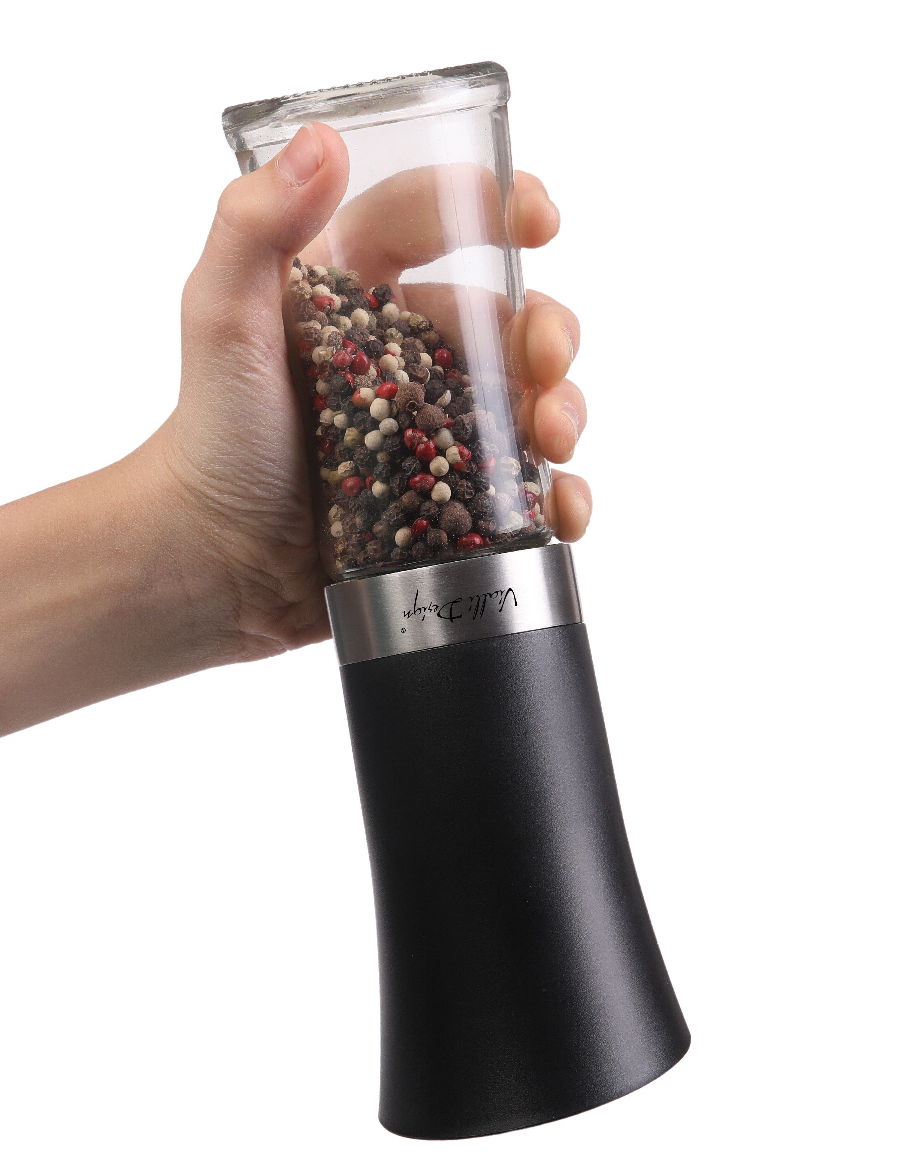 Salt & pepper electric and gravitational mill black LIVIO 8845