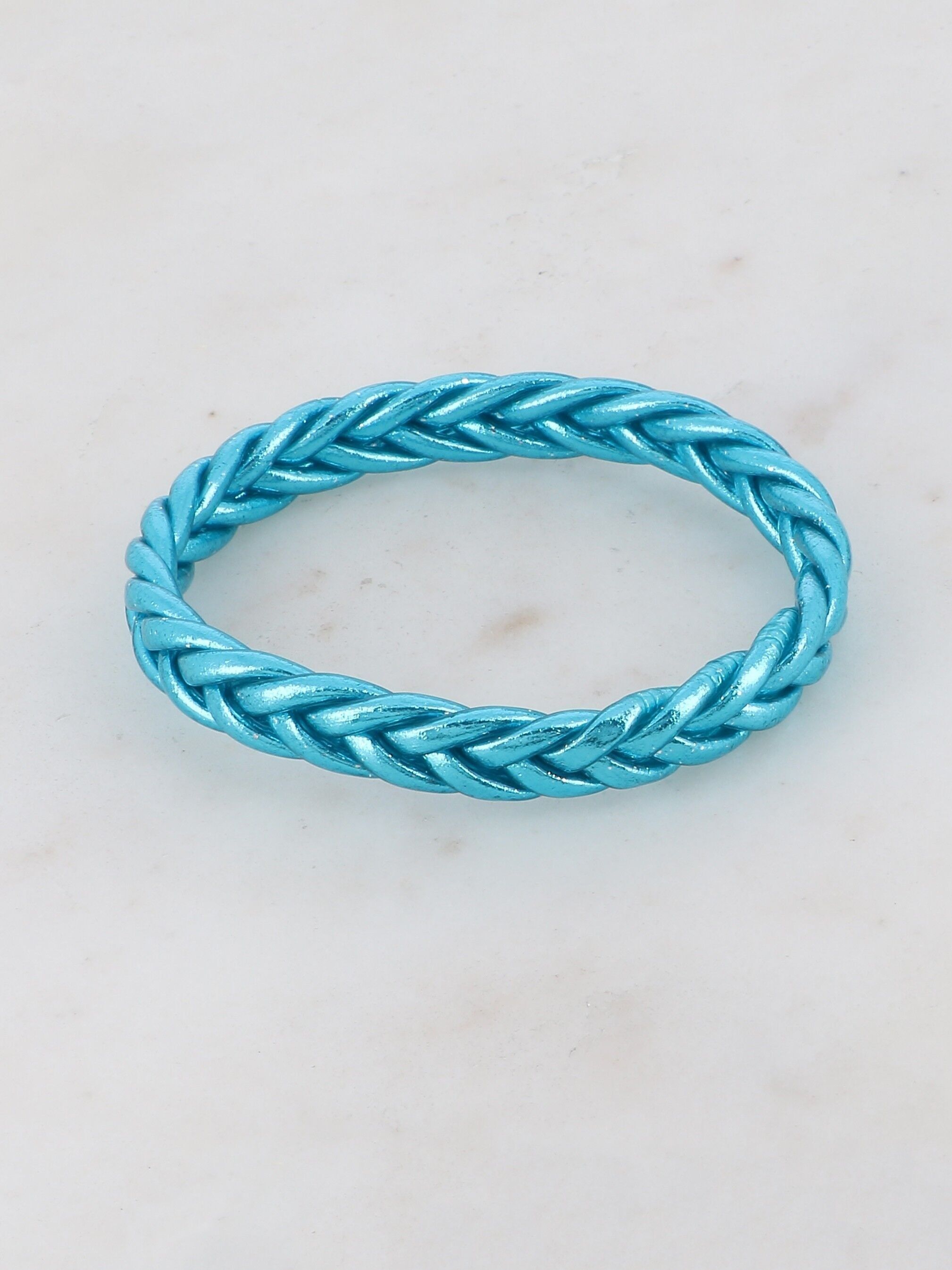Bracciale rigido buddista intrecciato taglia M - Blu