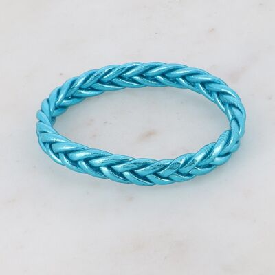 Bracciale rigido buddista intrecciato taglia L - Blu