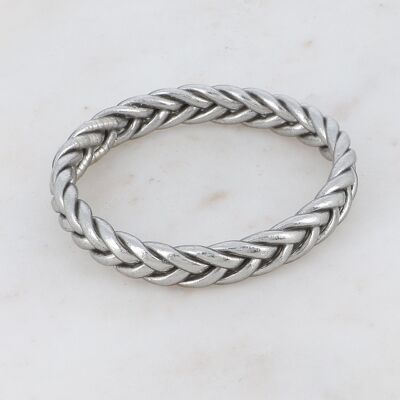 Brazalete budista trenzado talla L - Plata oscura