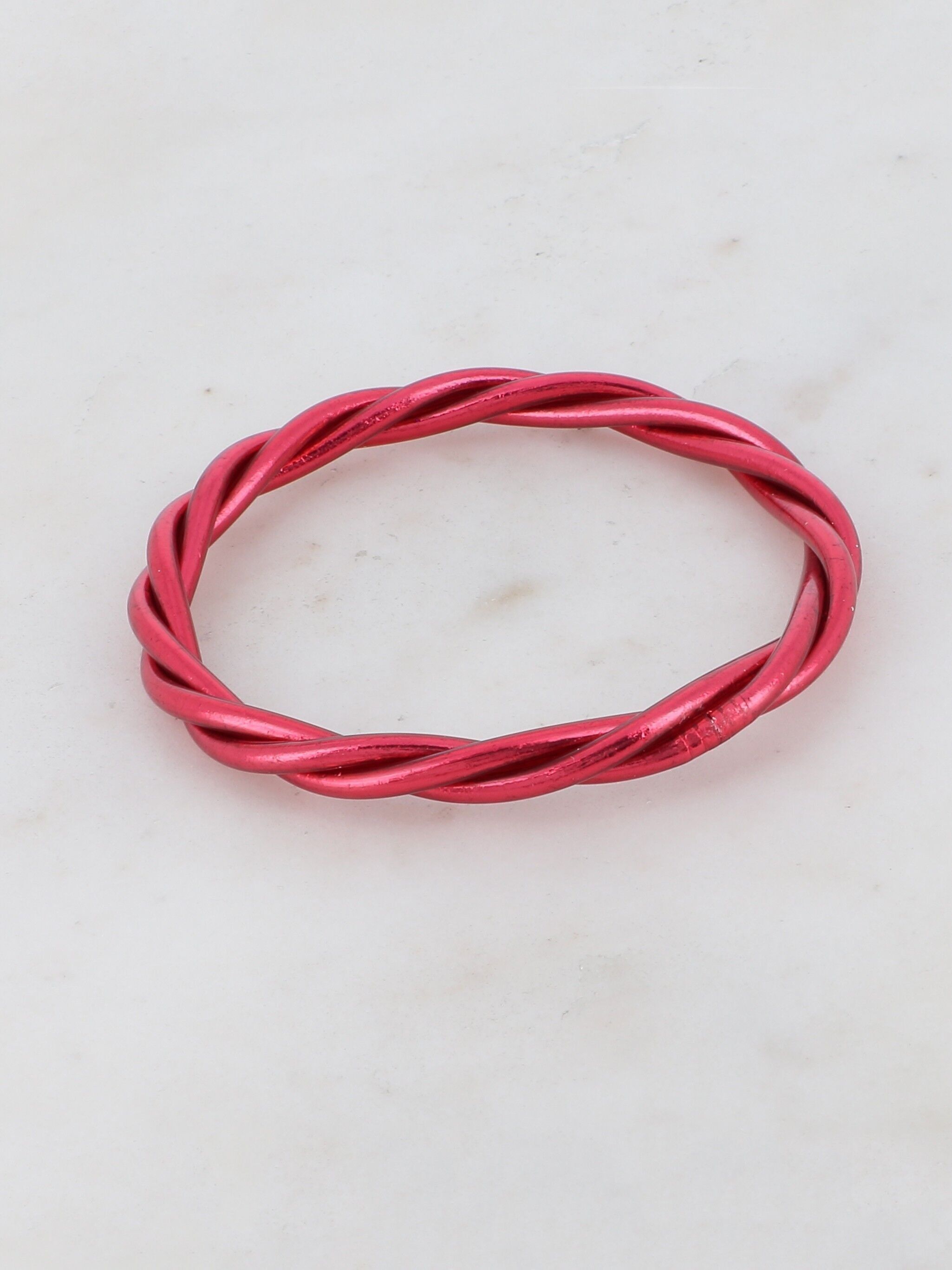 Bracciale rigido buddista attorcigliato taglia S - Rosso scuro