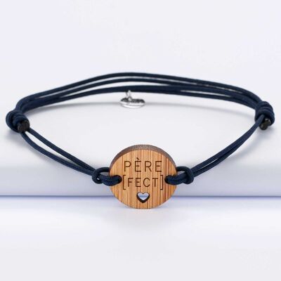 Bracciale homme médaille gravée bois ronde - Edition spéciale "Père fect"