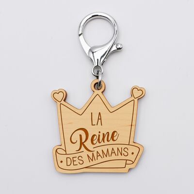 Porte-clés bois médaille couronne - edición especial "La reine des mamans"