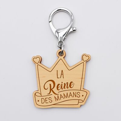 Porte-clés bois médaille couronne - édition spéciale "La reine des mamans"