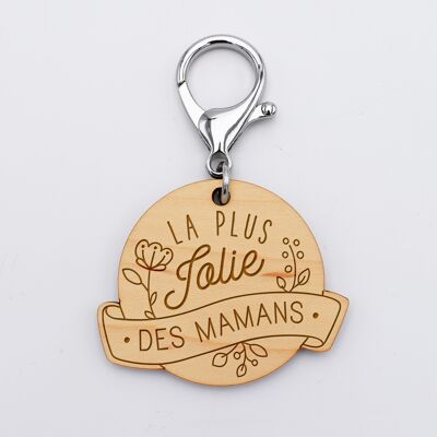 Porte-clés bois médaille ronde - édition spéciale "La plus jolie des mamans"