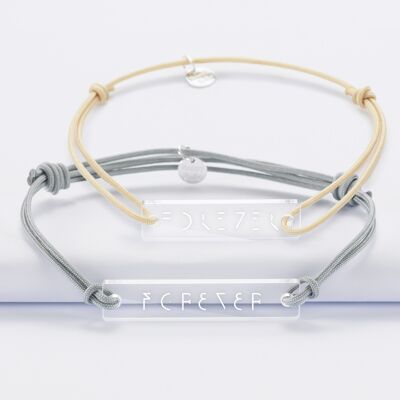 Duo de bracelets inséparables médailles gravées acrylique - Edition spéciale "Forever"