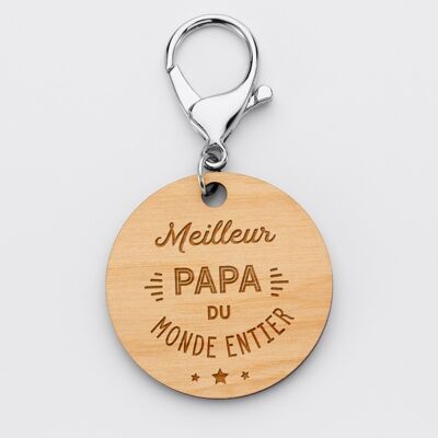 Porte-clés bois medaille ronde - Edition spéciale "Meilleur Papa du Monde"