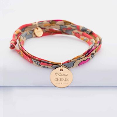 Armband 3 Touren Liberty Médaille gravée plaqué oder - "mamie chérie"