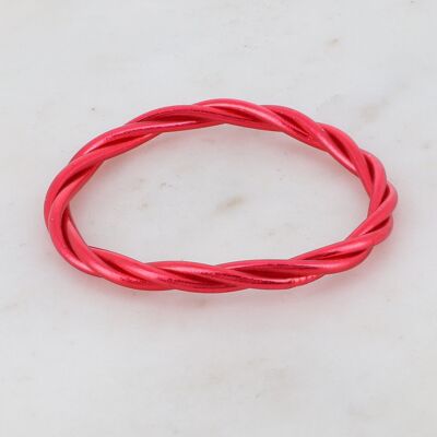 Bracciale rigido buddista attorcigliato taglia S - Rosso brillante