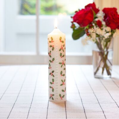 Pillar Christmas Holly Advent Candle