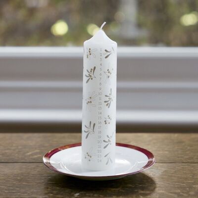 Pillar Mistletoe Christmas Advent Candle