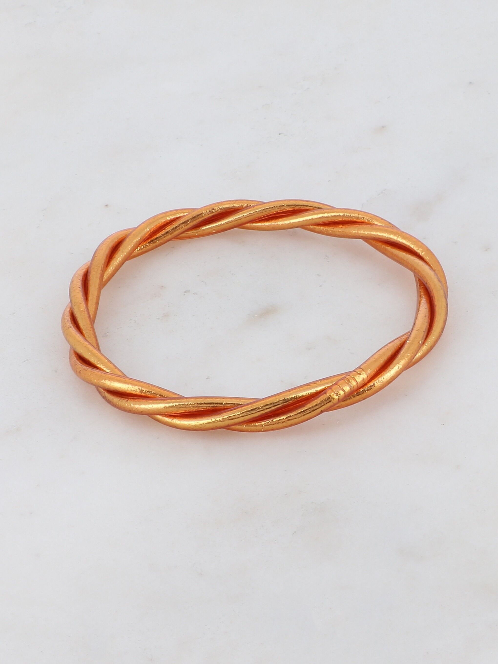 Bracciale rigido buddista attorcigliato taglia M - Rame scuro