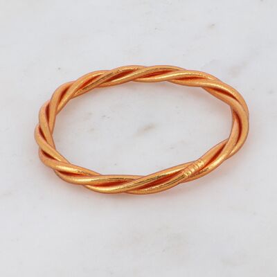 Twisted Buddhist bangle size L - Dark copper