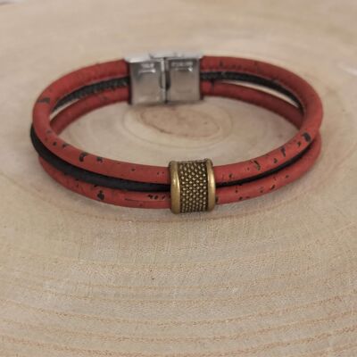 Bracciale uomo mattone e sughero nero - Idea regalo vegana