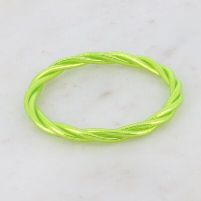 Bracciale rigido buddista attorcigliato taglia XS - Anice neon