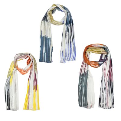 Sunsa winter set of 3 winter scarf stripes design stole neckerchief made of viscose