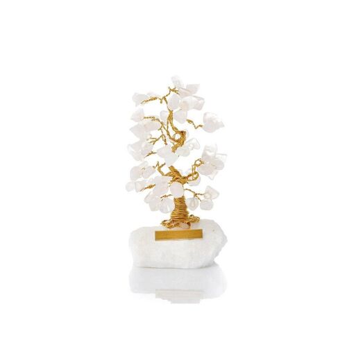 Arbre du bonheur de 8 cm avec quartz rose et marbre grec - QA02