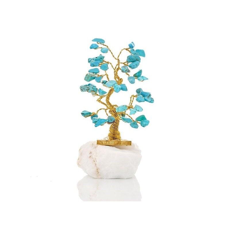 Arbre du bonheur de 8 cm avec turquoise et marbre grec - QA04