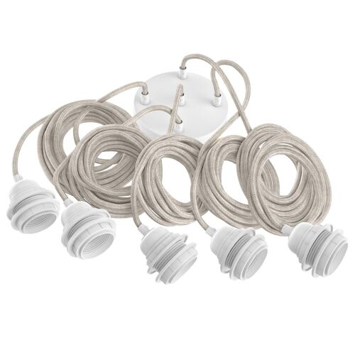 Hang-5 French Linen Ceiling Pendant - 5 Wires 2.50m - Raw Linen Color