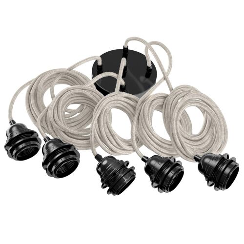 Hang-5 French Linen Ceiling Pendant - 5 Wires 2.50m - Raw Linen Color