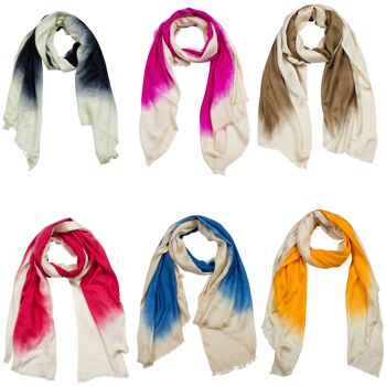 Lot de 6 écharpes d'hiver avec dégradé de couleurs. Écharpe pour femme Mir DIY Effet de couleur 1
