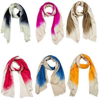 Winter scarf set of 6 with color gradient. Ladies Scarf Mir DIY Color Effect