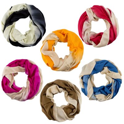 Sunsa winter set of 5 tube scarves, loop scarf color gradient design. Neckerchief/scarf made of viscose