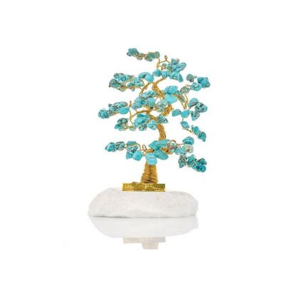 Tree of Happiness 16-17 cm with turquoise (95 petals) and Greek marble - QA12