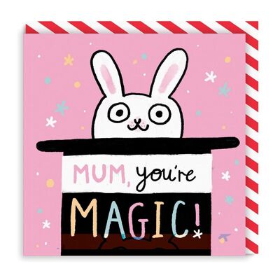 Maman, tu es magique (chapeau haut de forme) carte de vœux carrée (5106)