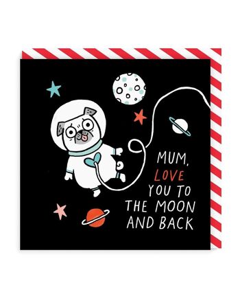 Maman t'aime jusqu'à la lune et au dos carte de vœux carrée (3351) 1