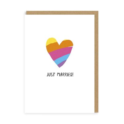 Tarjeta de felicitación del corazón del arco iris recién casado (1247)