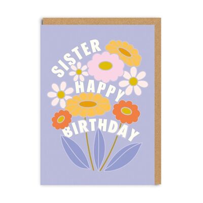 Cartolina d'auguri con fiori di buon compleanno sorella (7179)