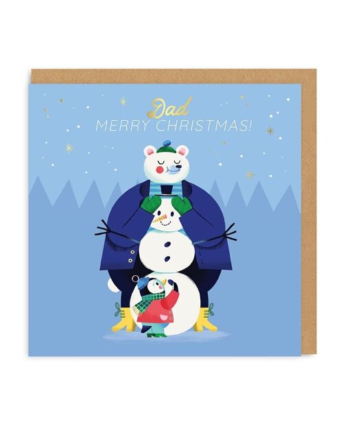 Dad Snowman Merry Christmas Square Card (6797)