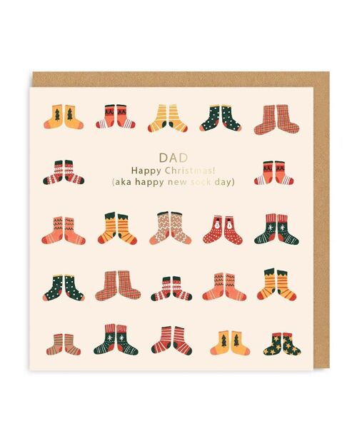 Dad New Sock Happy Christmas Square Card (6796)