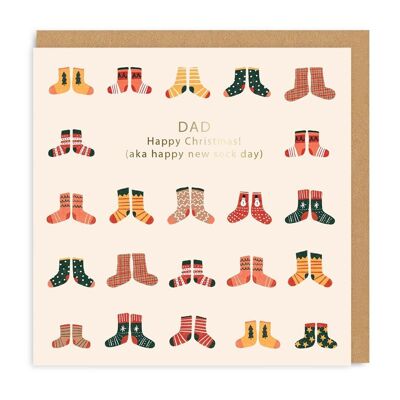 Dad New Sock Happy Christmas Square Card (6796)