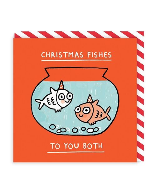 Christmas Fishes To You Both Square Card (6807)
