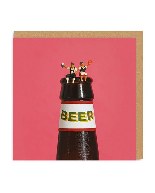 Little Tiny People Beer Square Greeting Card (6632)