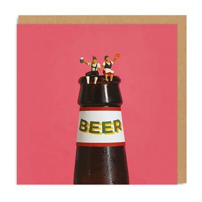 Little Tiny People Beer Square Greeting Card (6632)