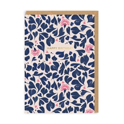Cath Kidston Happy Birthday Marble Hearts and Flowers Card (6443)