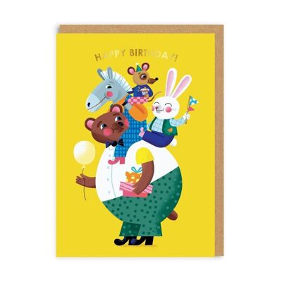 Animal Piggyback Birthday Greeting Card (6660)