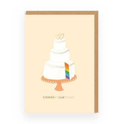 Biglietto d'auguri di congratulazioni per torta arcobaleno (5909)