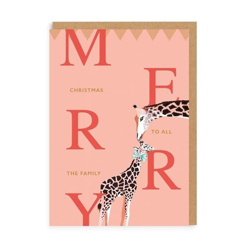 Merry Christmas Giraffes Greeting Card (5677)