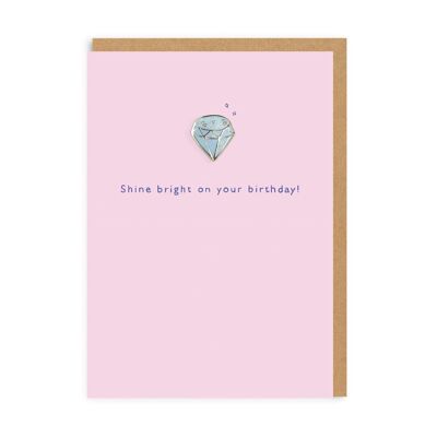 Tarjeta de felicitación con pin esmaltado de diamantes (3957)