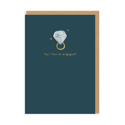 Carte de vœux avec épingle en émail de fiançailles en diamant (4076)