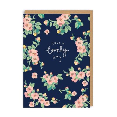 Cath Kidston Have A Lovely Day Tarjeta de felicitación floral azul marino (5484)